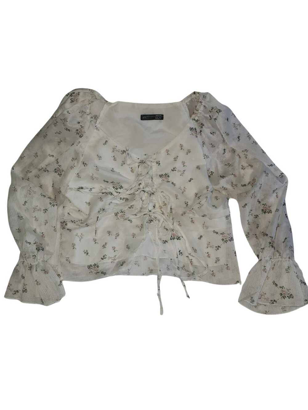 Dazy Cream Floral Blouse Size XL
